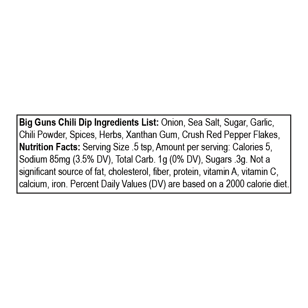 Lauri Lee's Big Guns Chili Dip Mix - Low Sodium Party Dip - 3 oz. Tub - Bring the Big Guns of Flavor to Your Next Party! - Made in USA
