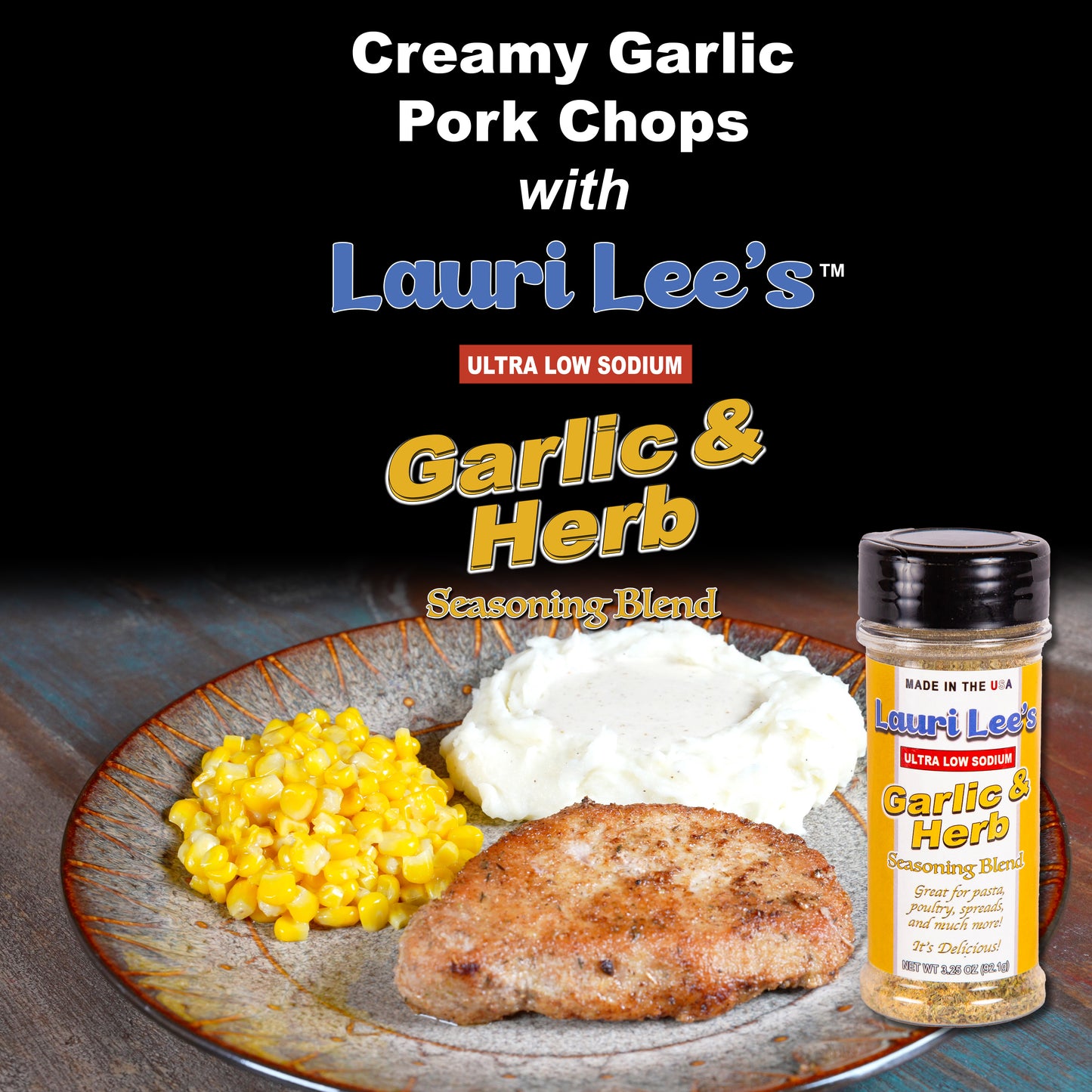 Lauri Lee's Ultra Low Sodium Garlic & Herb Seasoning Blend - 20mg Sodium Per Serving - Made In USA - Versatile Flavor for Pasta Poultry & More