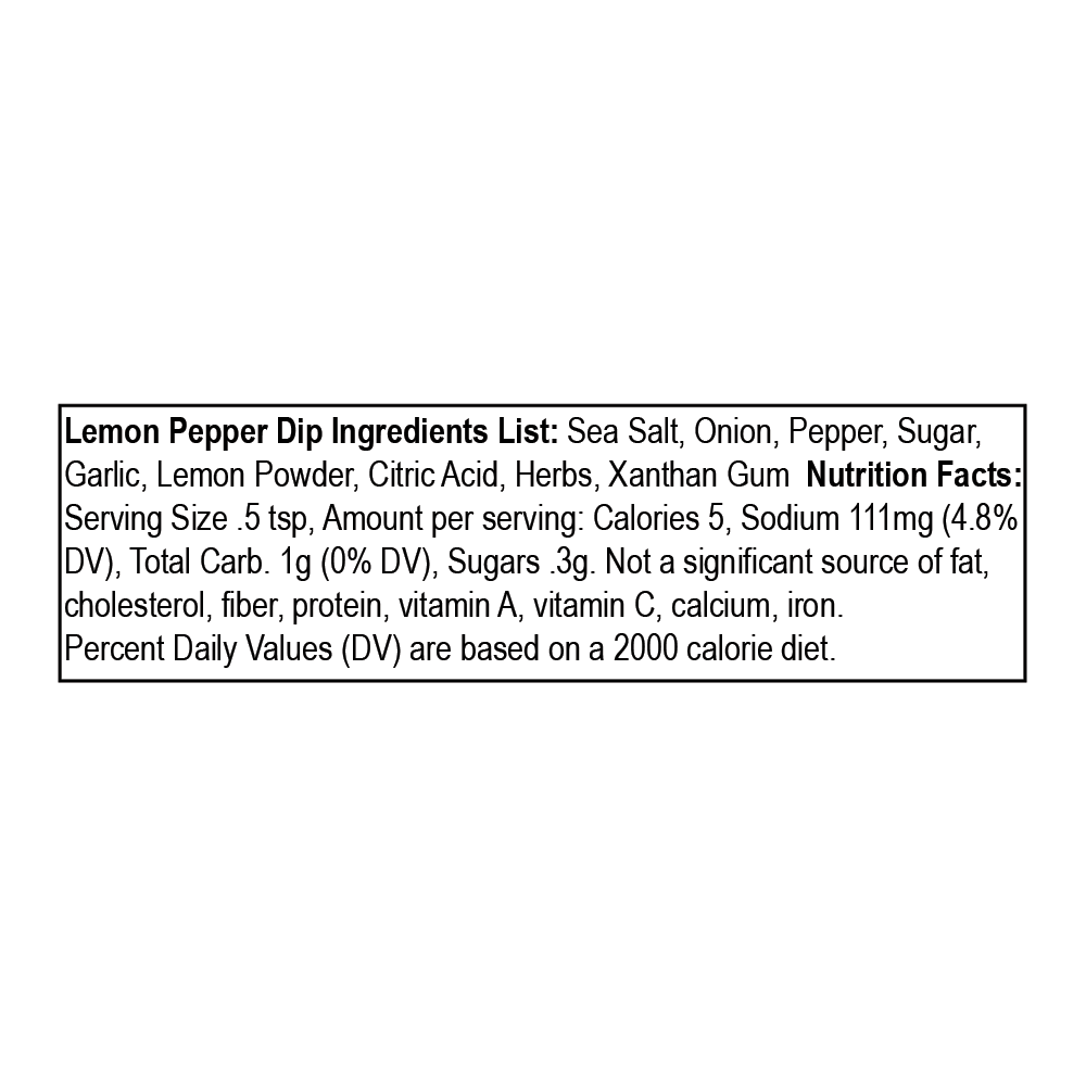 Lauri Lee's Low Sodium Lemon Pepper Party Dip Mix - 3 oz. Tub - This Amazing Dip is Perfect for Vegetables, Chips, Pretzels & Wings - Made in USA