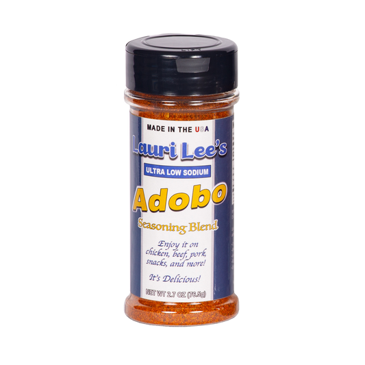 Lauri Lee's Ultra Low Sodium Adobo Seasoning Blend - 2.7 oz. Bottle - Made in USA - So Versatile, Use It On Almost Everything!