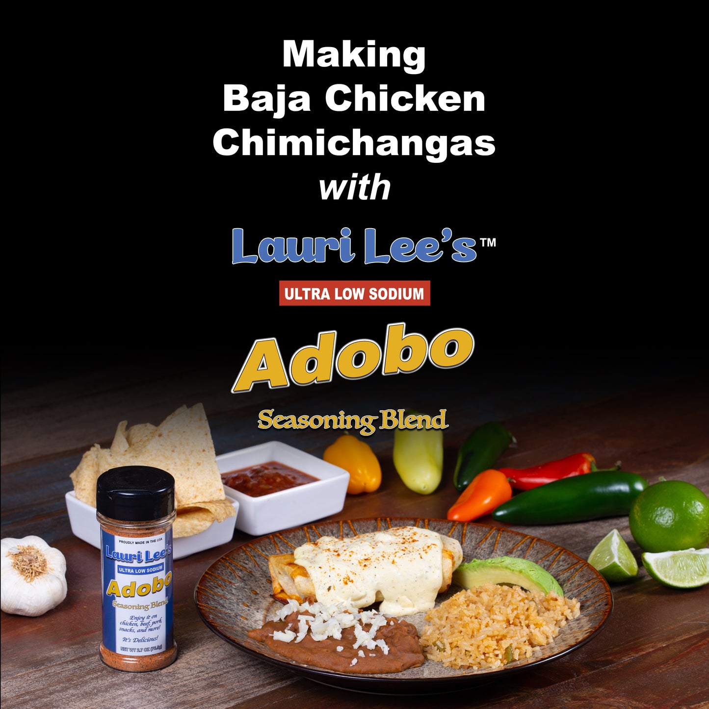 Lauri Lee's Ultra Low Sodium Adobo Seasoning Blend - 2.7 oz. Bottle - Made in USA - So Versatile, Use It On Almost Everything!