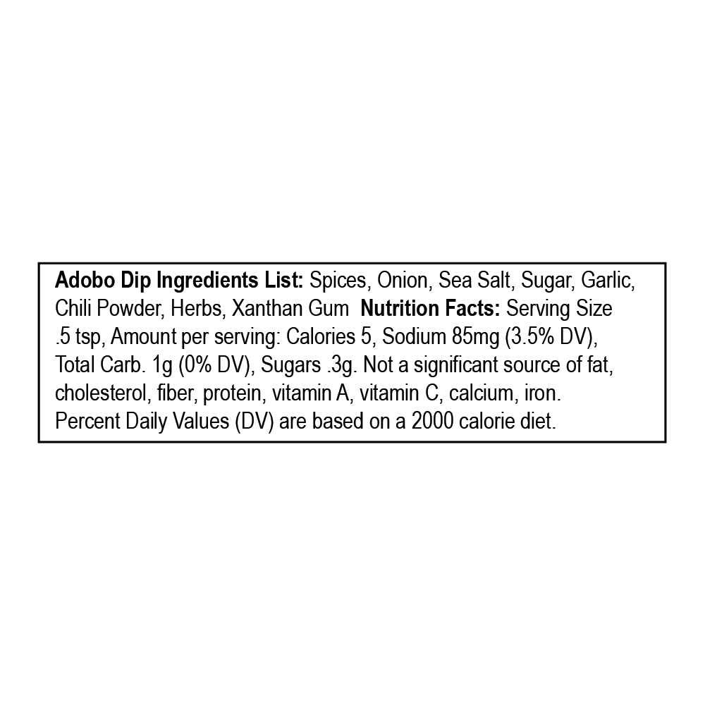 Lauri Lee's Low Sodium Adobo Party Dip Mix - 3 oz. Tub - Hearty and Delicious, Also Great for Toppings - Made in USA