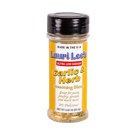 Lauri Lee's Ultra Low Sodium Garlic & Herb Seasoning Blend - 20mg Sodium Per Serving - Made In USA - Versatile Flavor for Pasta Poultry & More
