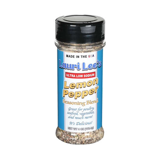 Lauri Lee's Ultra Low Sodium Lemon Pepper Seasoning Blend - 32mg Sodium Per Serving - Fantastic on Poultry, Seafood, Salads, Vegetables, and More! - Made in USA