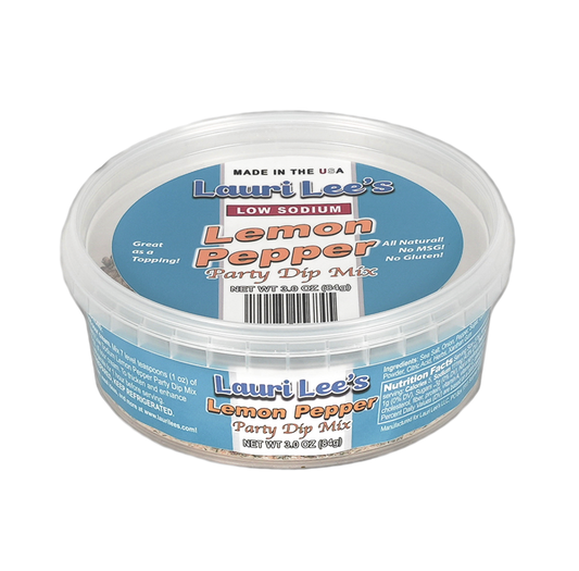 Lauri Lee's Low Sodium Lemon Pepper Party Dip Mix - 3 oz. Tub - This Amazing Dip is Perfect for Vegetables, Chips, Pretzels & Wings - Made in USA