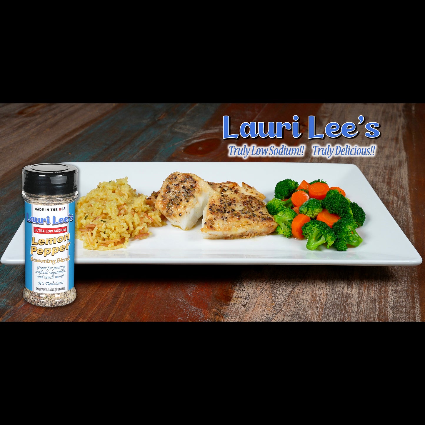Lauri Lee's Ultra Low Sodium Lemon Pepper Seasoning Blend - 32mg Sodium Per Serving - Fantastic on Poultry, Seafood, Salads, Vegetables, and More! - Made in USA