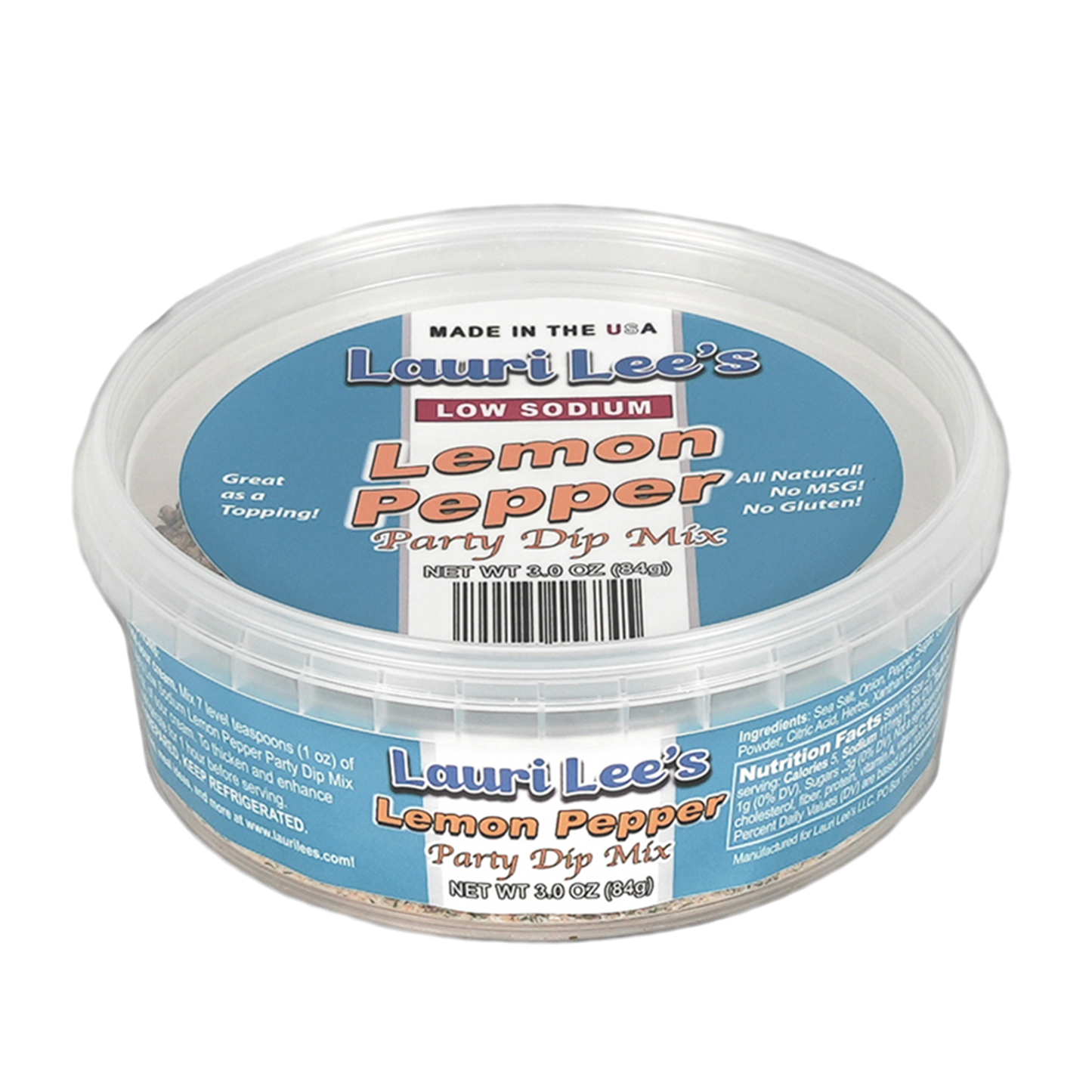 Lauri Lee's Complete Low Sodium Party Dip Mix Combo Pack - Adobo, Zesty Mex, Garlic & Herb, Big Guns Chili, Lemon Pepper - Made In USA - All Natural Party Dip Mixes for Party Time, Game Time, or Anytime, Big on Flavor - Low on Salt